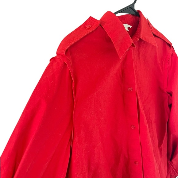 Maje Red Calix Cotton Button Down Blouse - Picture 4 of 12